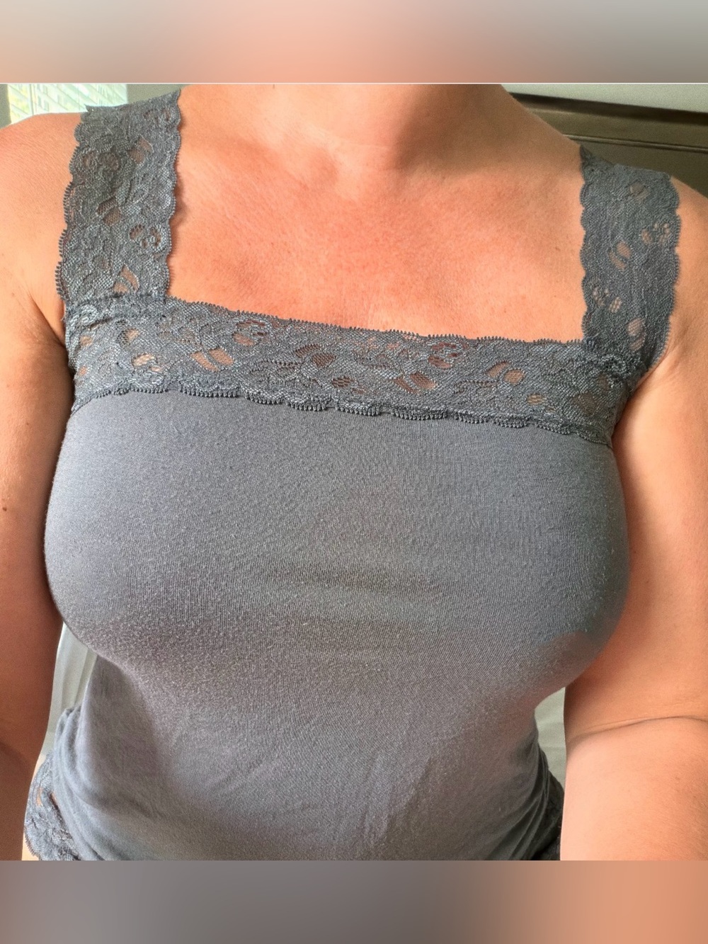 Halogen lace trim camisole L